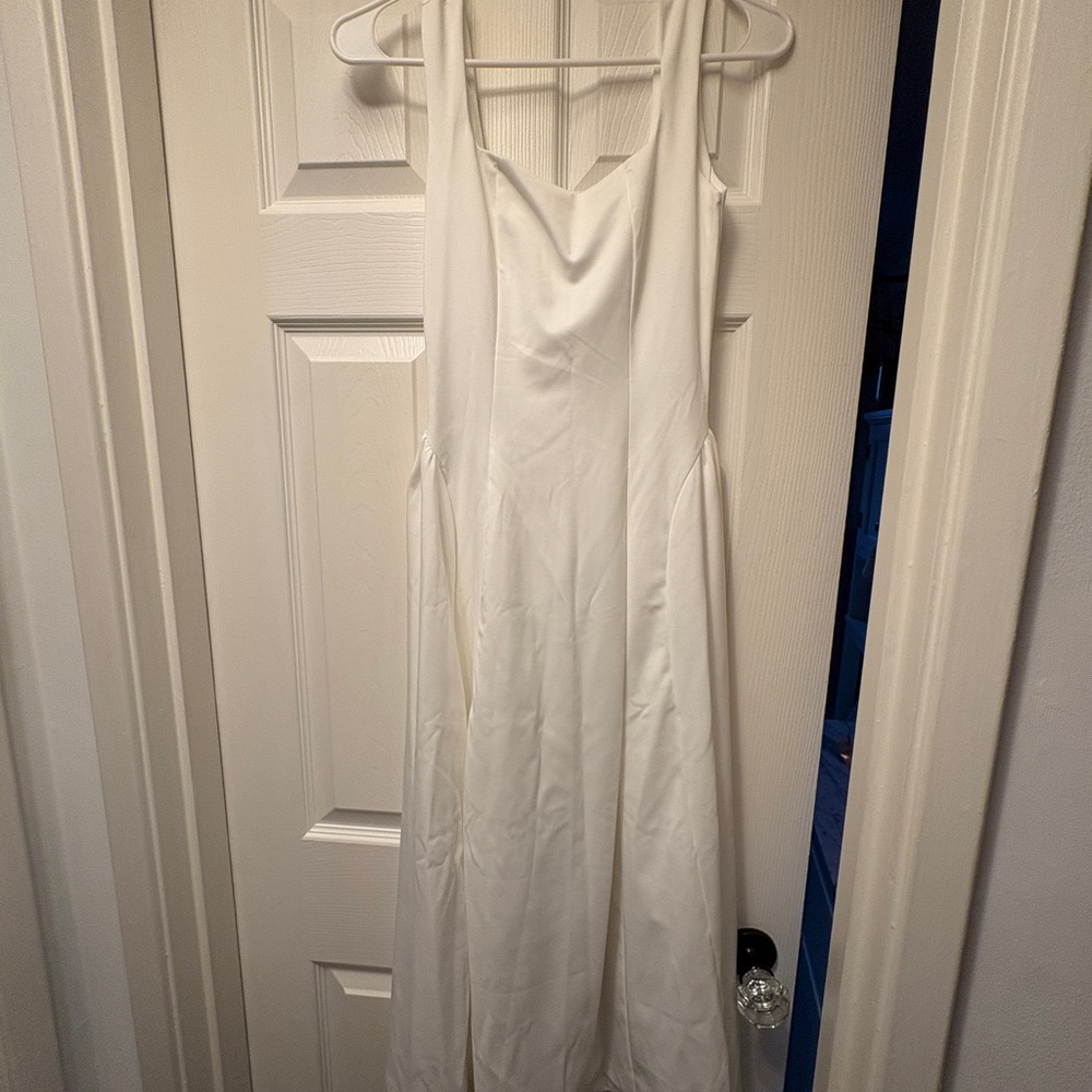 White Midi Dress with Square Neckline